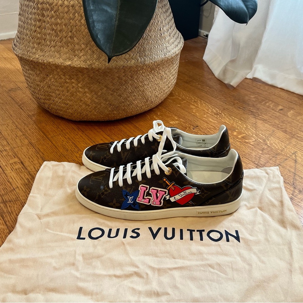 Louis Vuitton Calfskin Monogram Black Heart Sneakers Size 41